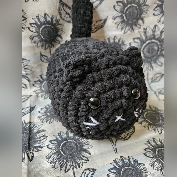 Black Chunky Crochet Loaf Cat Amigurumi Plushie
